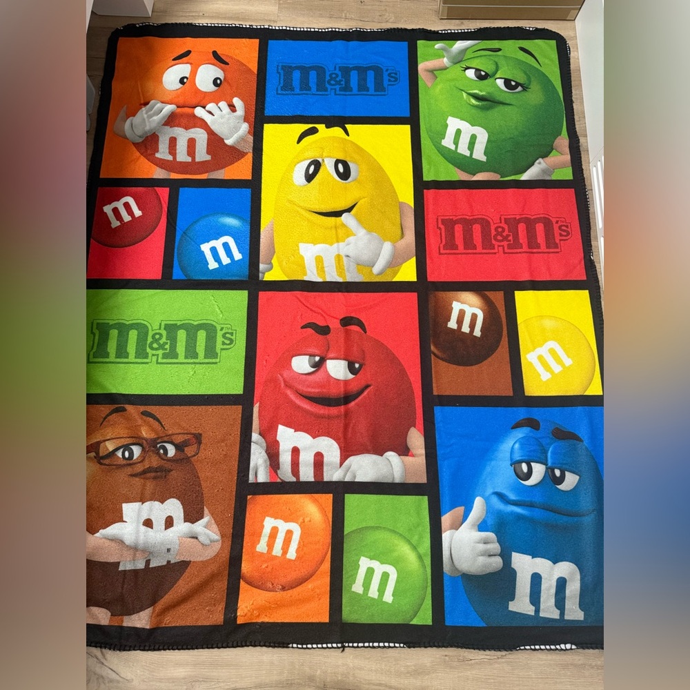 M&M throw blanket from Las Vegas M&M store